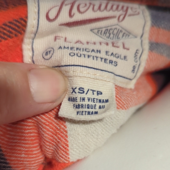 Stylish Plaid Button Down Shirt - Orange and Blue - Picture 7 of 9